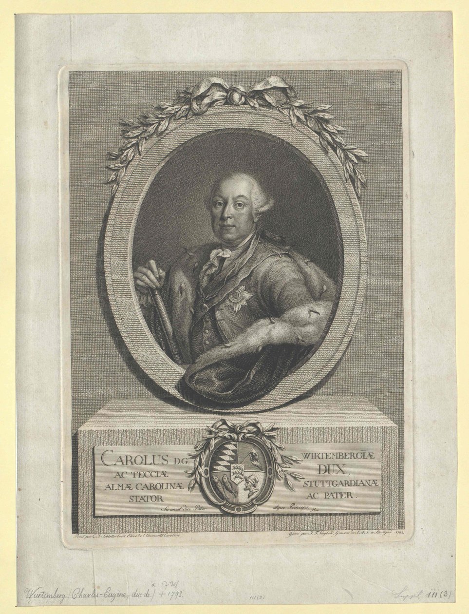 Württemberský vévoda Karel II Eugen od Artist Unknown
