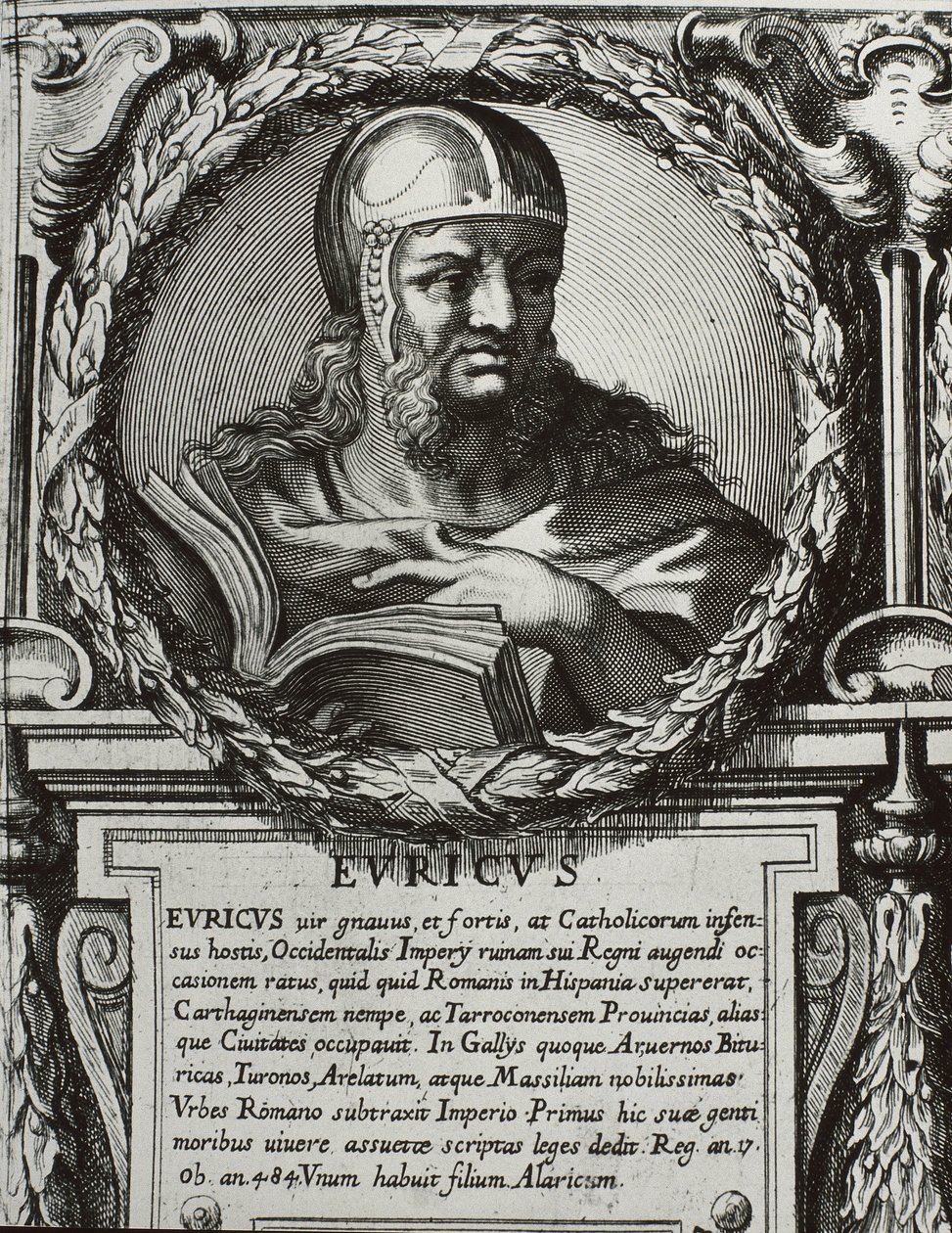 EURIK (420-484). Vizigótský král (466-484). Rytina. od Artist Unknown