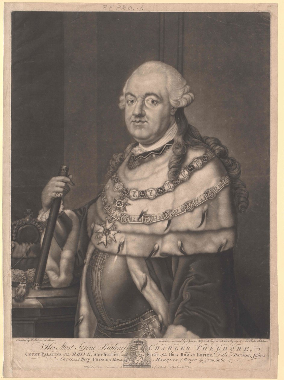 Bavorský kurfiřt Karl Theodor od Artist Unknown