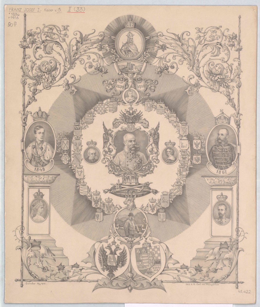Rakouský císař František Josef I. (tisk) od Artist Unknown