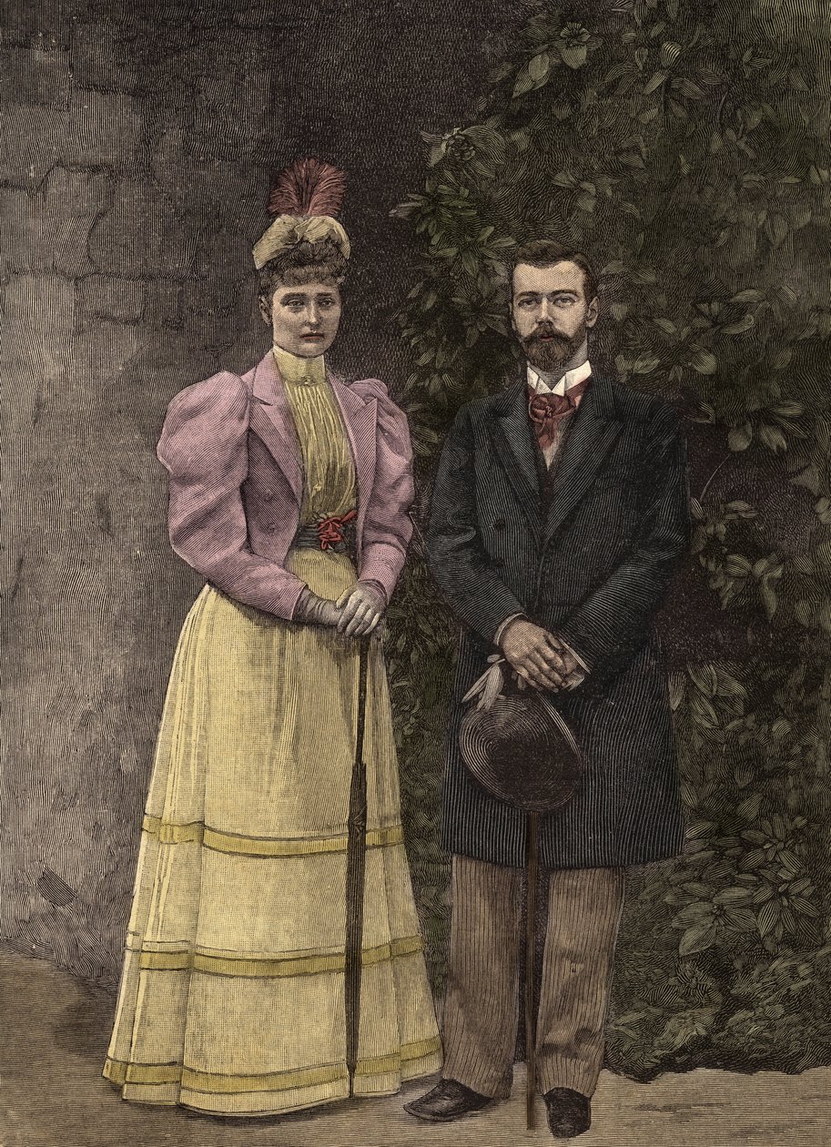 Císařovna Alexandra Fjodorovna (Alix Hesenská a Rýnská, Alexandra Fjodorovna Romanova) a ruský car Mikuláš II (1872-1918) od Artist Unknown