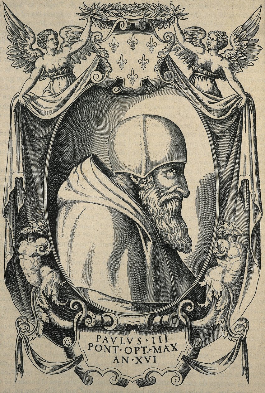 HULSIUS, Levinus (1550-1606). Pavel III. konec 16. stol. portrét s camaurem. Rytina. od Artist Unknown