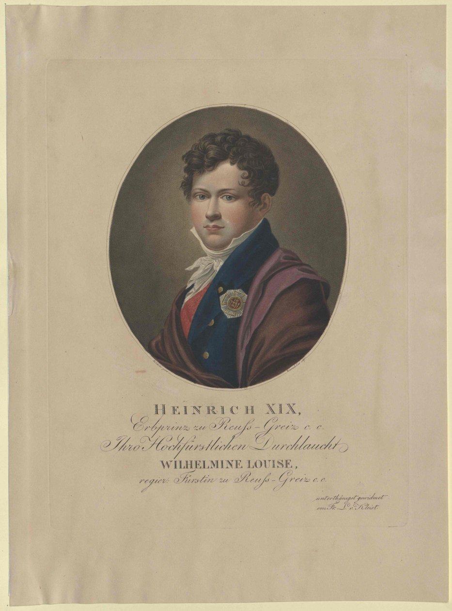 Heinrich hrabě Reuss zu Greiz od Artist Unknown