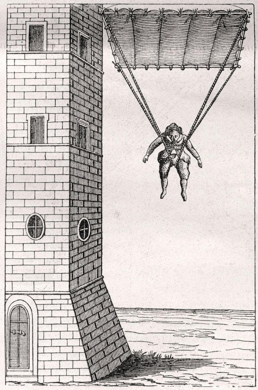 Homo Volans - Padák v podání Fausta Veranzia od Artist Unknown