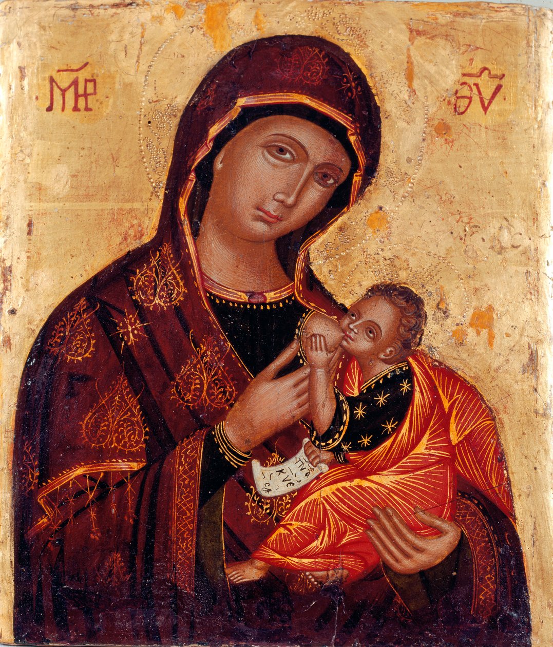 Ikona: "Panna Marie s dítětem" Anonymní malba na dřevě. Kostel Santa Maria delle Grazie al Trionfale, Řím od Artist Unknown