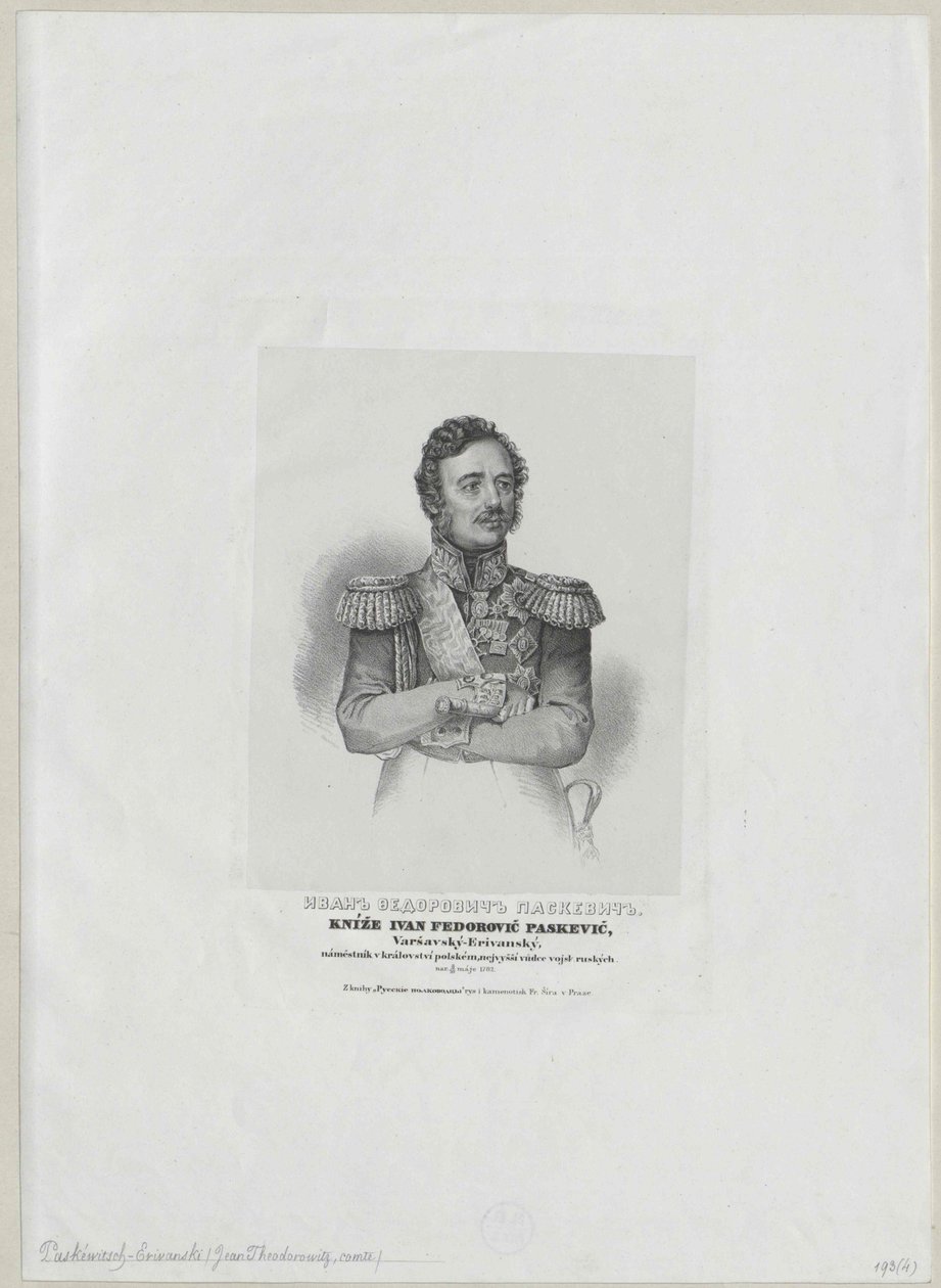 Ivan hrabě Paskevich-Erivan od Artist Unknown