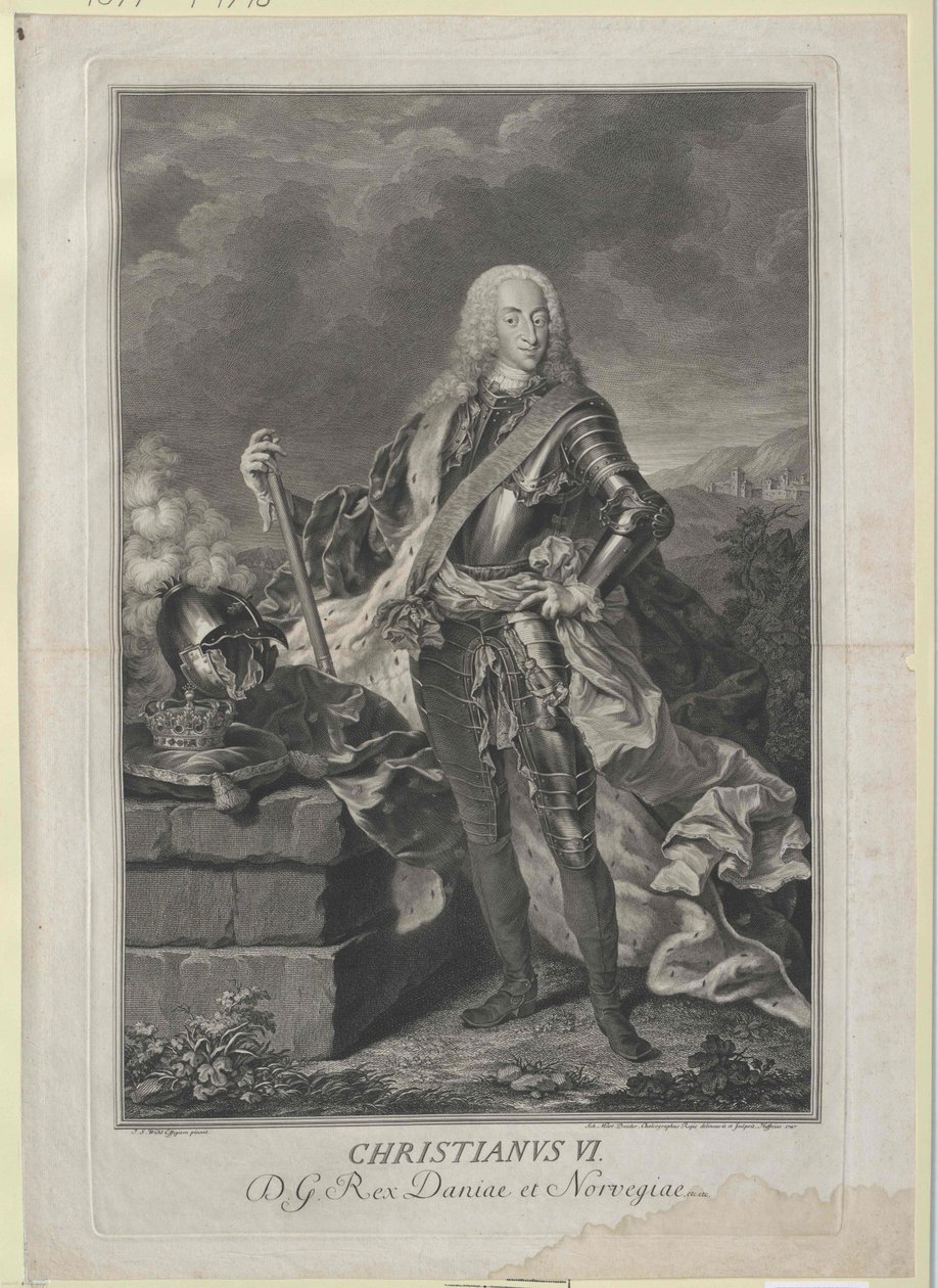 Dánský král Kristián VI. od Artist Unknown
