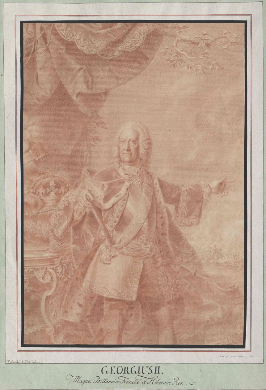 Anglický král, hannoverský kurfiřt Jiří II. od Artist Unknown