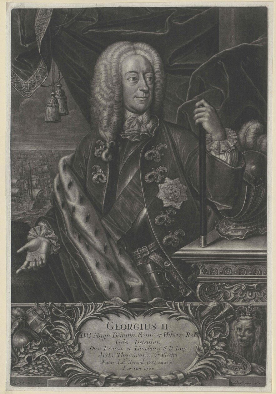 Anglický král, hannoverský kurfiřt Jiří II. od Artist Unknown