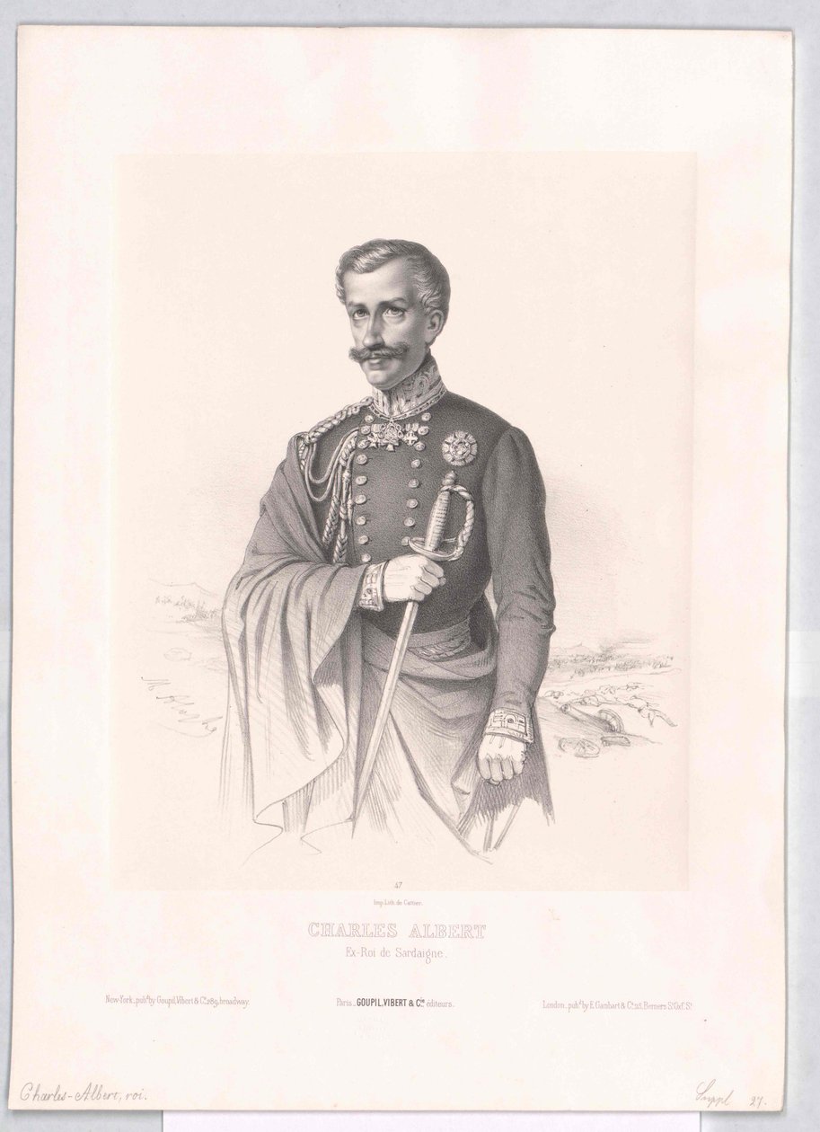 Sardinský král Karel Albert od Artist Unknown