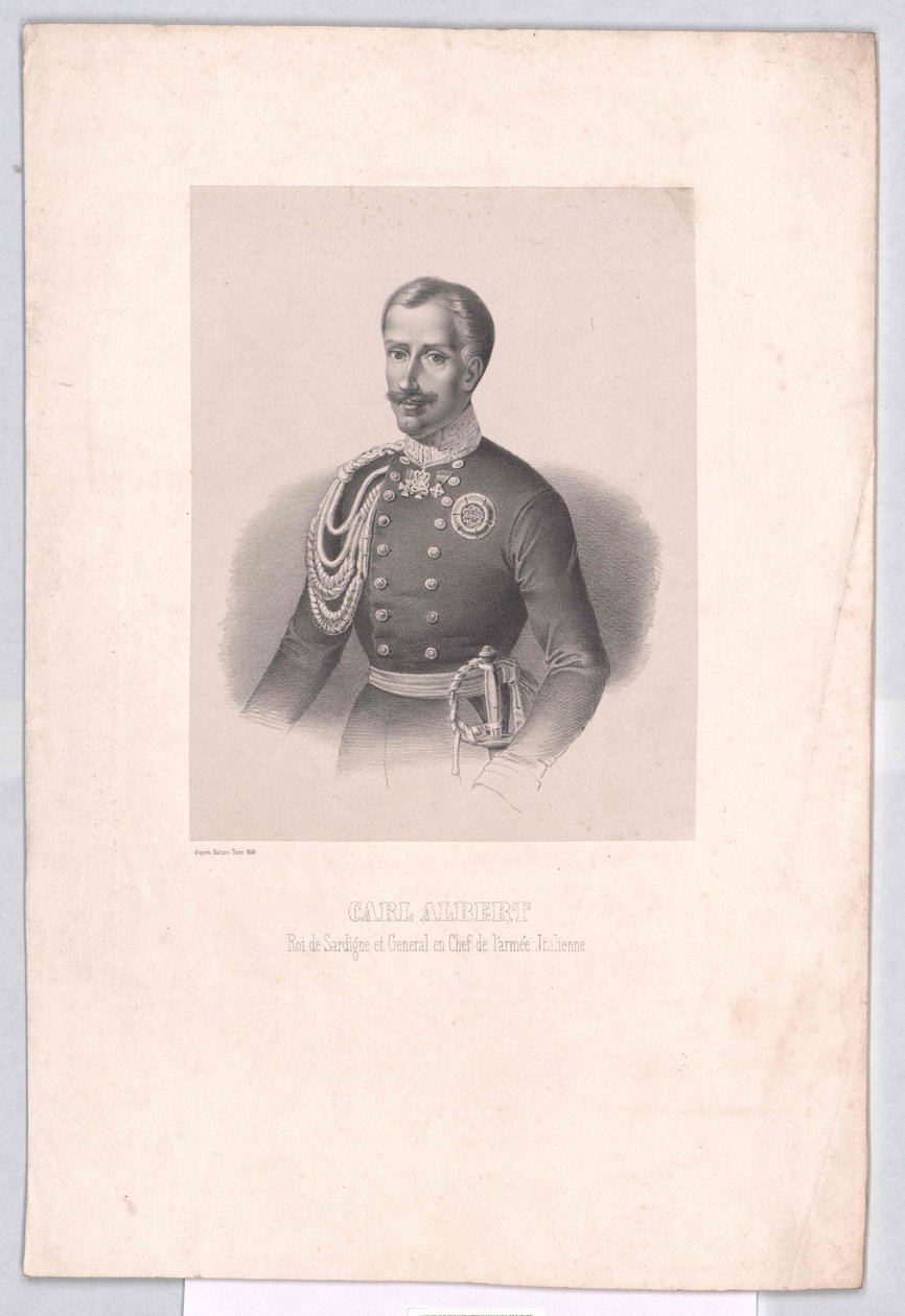 Sardinský král Karel Albert od Artist Unknown