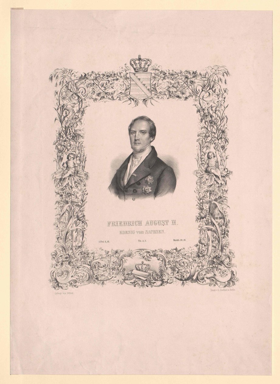 Saský král Fridrich August II. od Artist Unknown