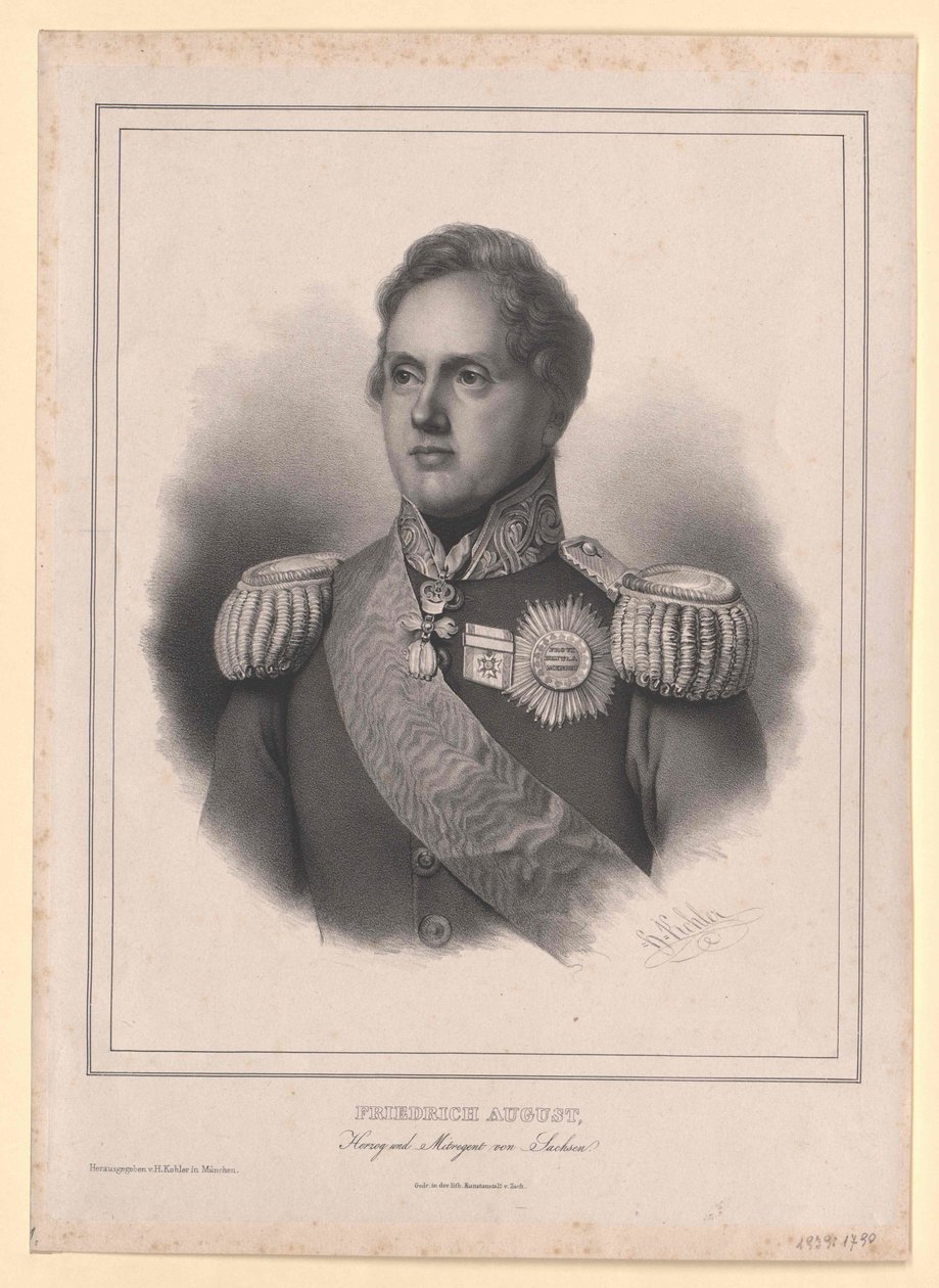 Saský král Fridrich August II. od Artist Unknown