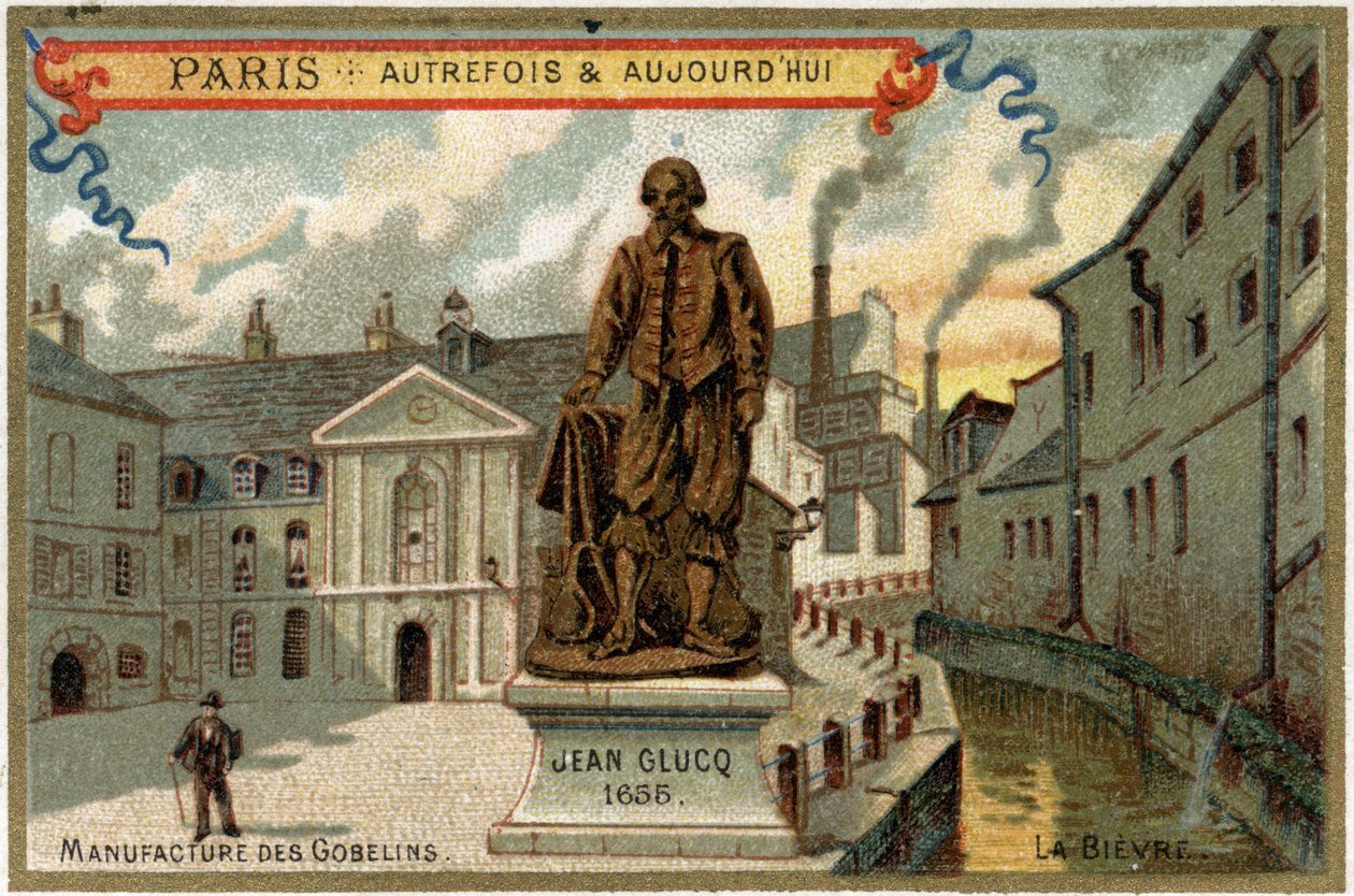 Výroba tapiserií des Gobelins v Paříži. Socha Jeana Glucqa, který do Francie zavedl proces barvení. od Artist Unknown