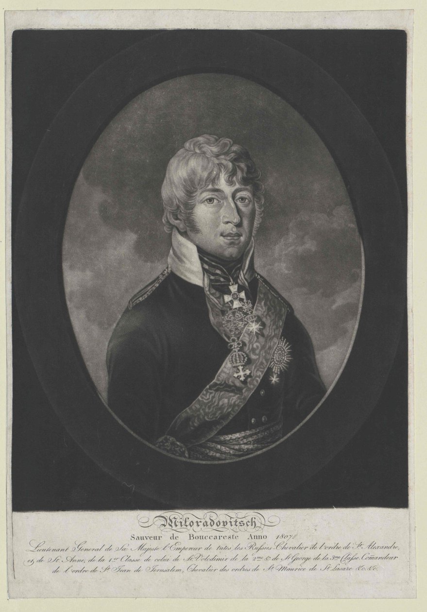 Michail Andrejevič hrabě Miloradovič od Artist Unknown