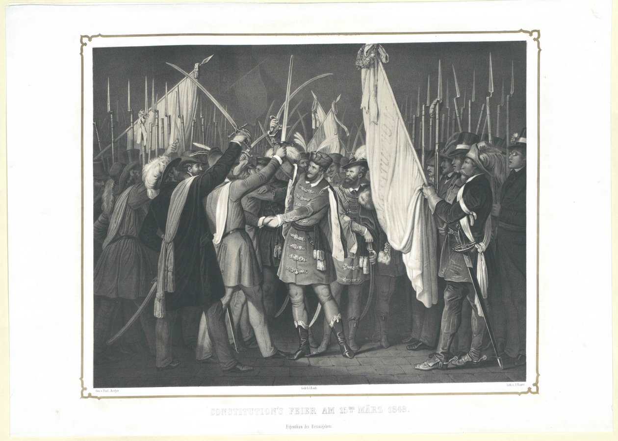O slavnostním přijetí ústavy 15. března 1848 od Artist Unknown