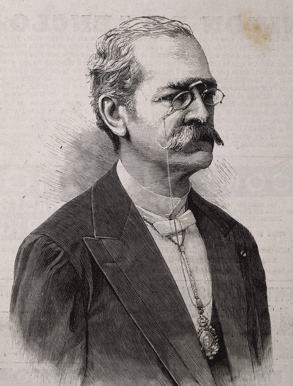 PALMA, Ricardo (1833-1919). Peruánský spisovatel, učenec, knihovník a politik. Rytina. od Artist Unknown