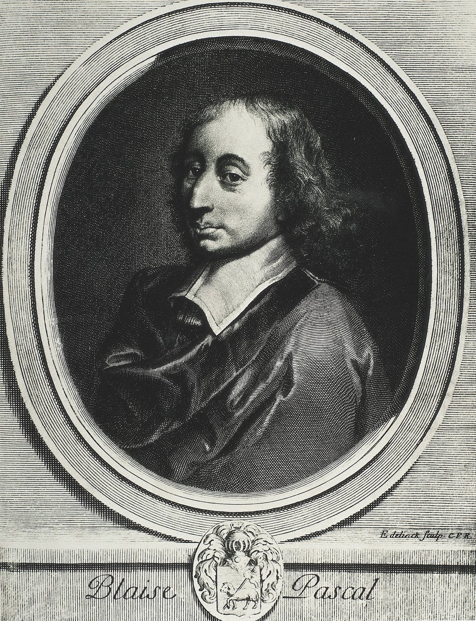 PASCAL, Blaise (1623-1662). Francouzský matematik, fyzik a filozof. Rytina od Artist Unknown