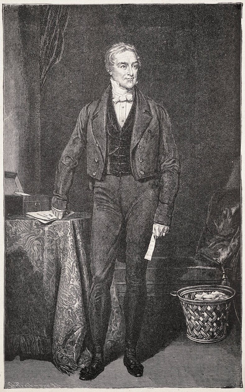 PEEL, Robert (1788-1850). Předseda vlády Spojeného království (1834-1835 a 1841-1846). Rytina pro Rafaela Warda. Rytina. od Artist Unknown