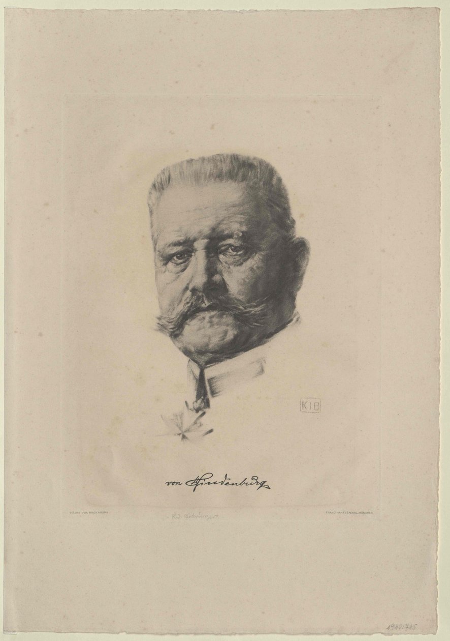 Paul von Beneckendorff Hindenburg od Artist Unknown