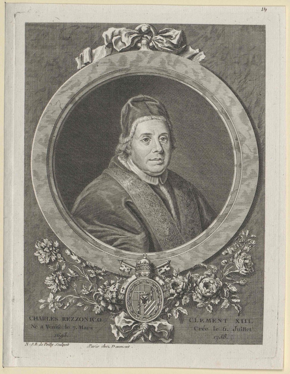 Papež Klement XIII (tisk) od Artist Unknown