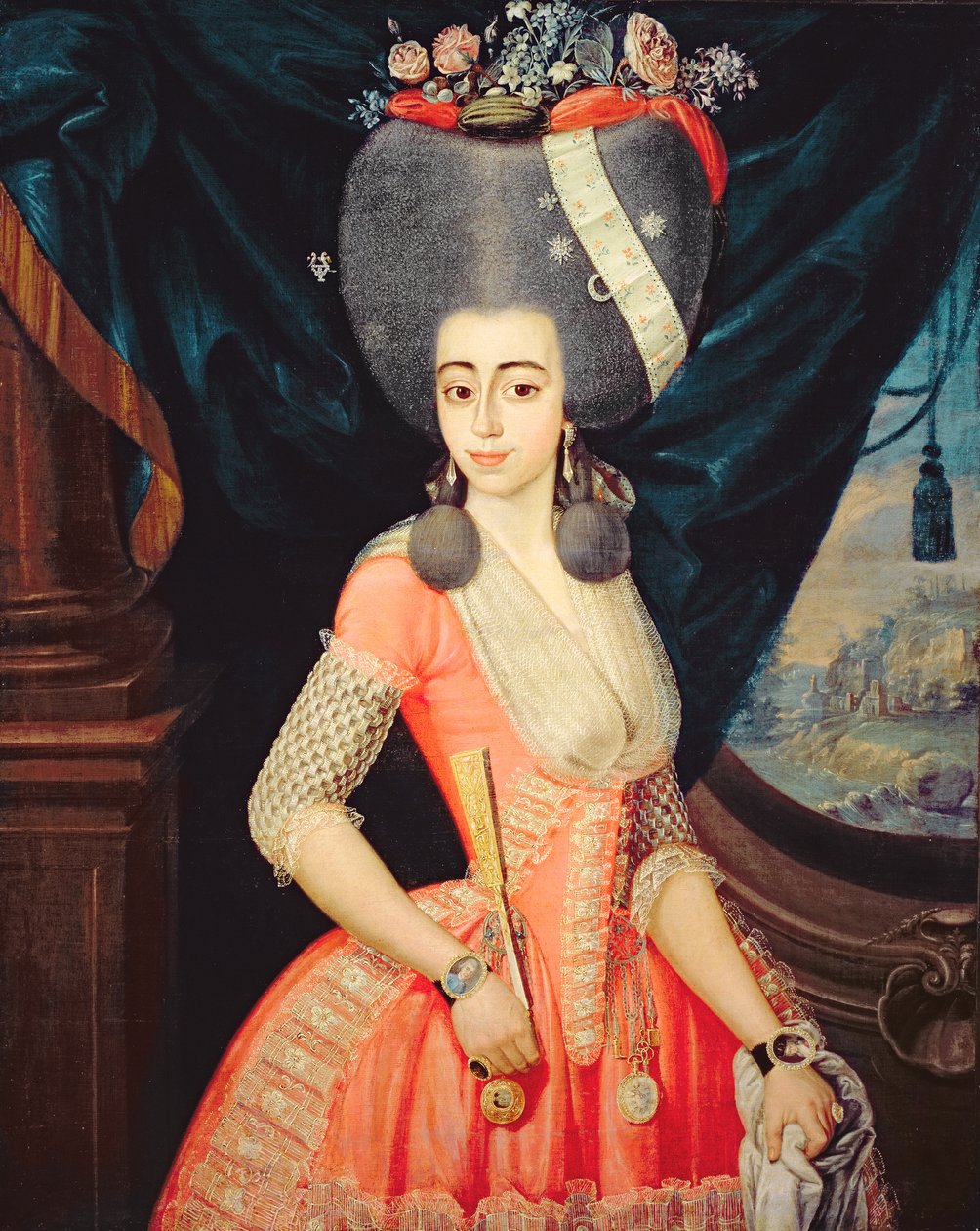 Portrét elegantní dámy, asi 1790 (olej na plátně) od Artist Unknown