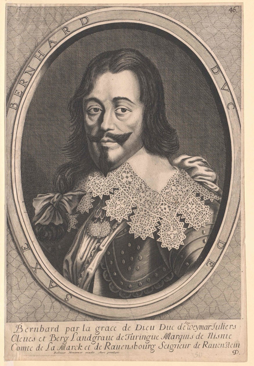 Kníže z rodu Sasko-Výmarských Bernard (tisk) od Artist Unknown