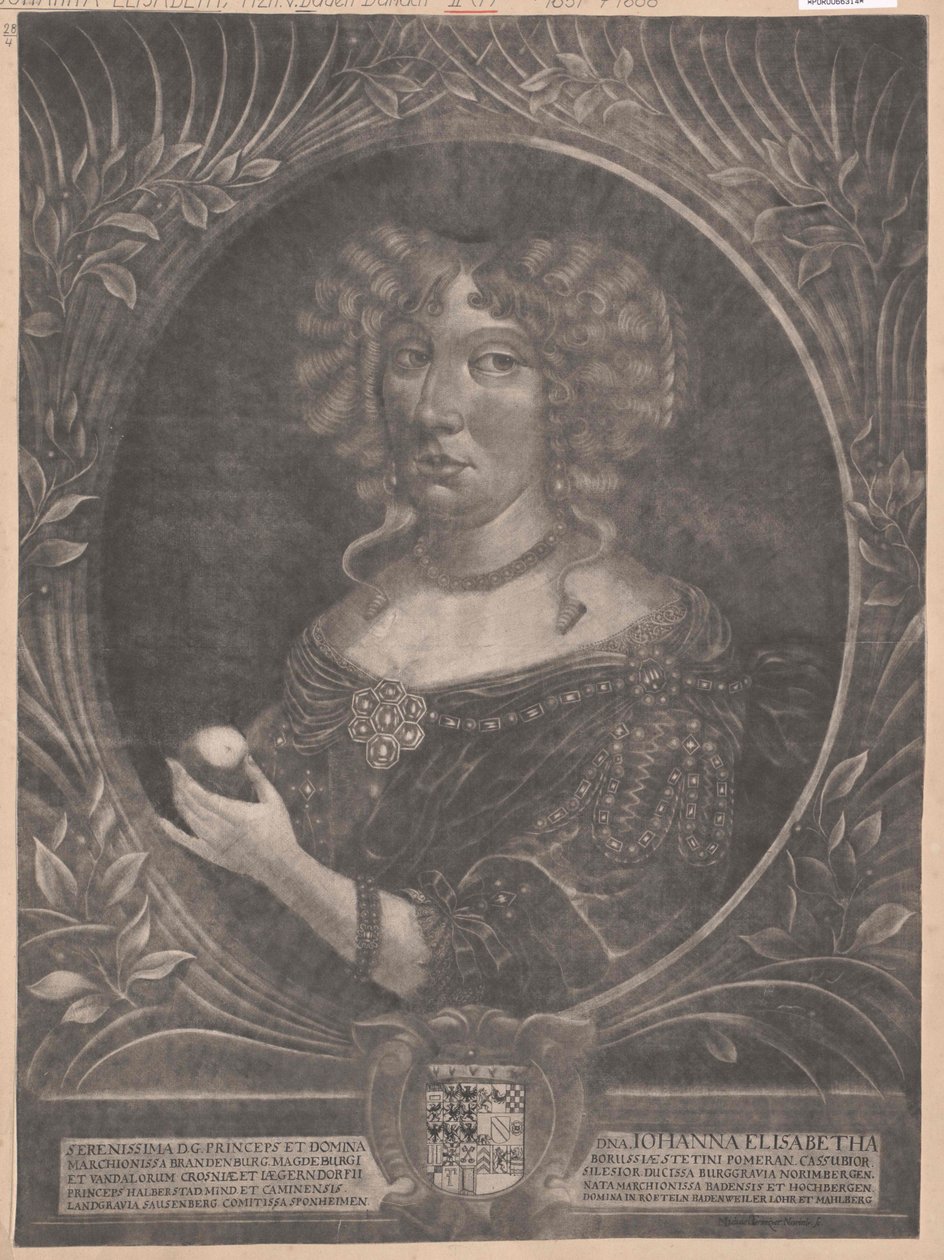 Bádensko-durlachská princezna Johanna Elisabeth od Artist Unknown