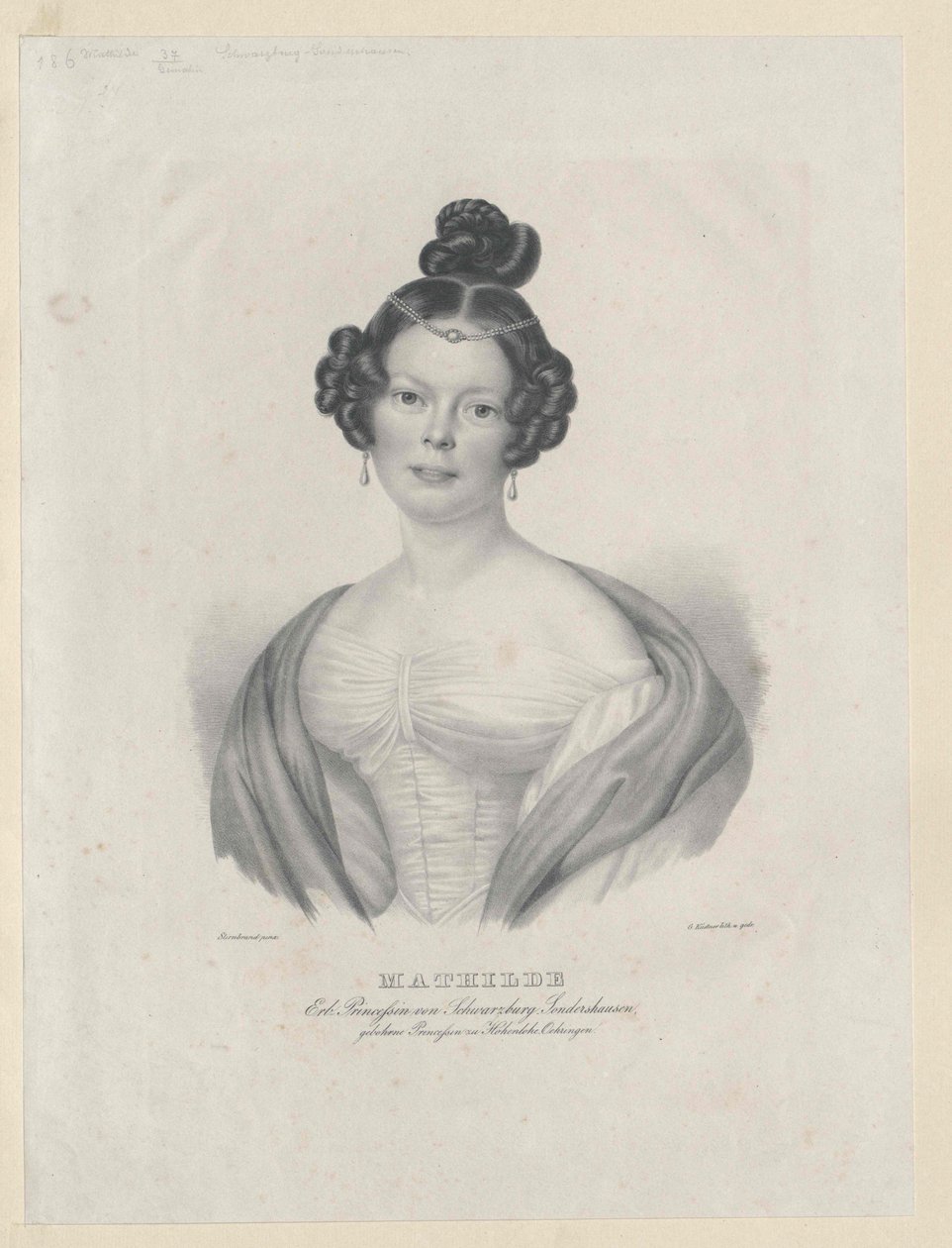 Princezna z Hohenlohe-Oehringen Mathilde od Artist Unknown