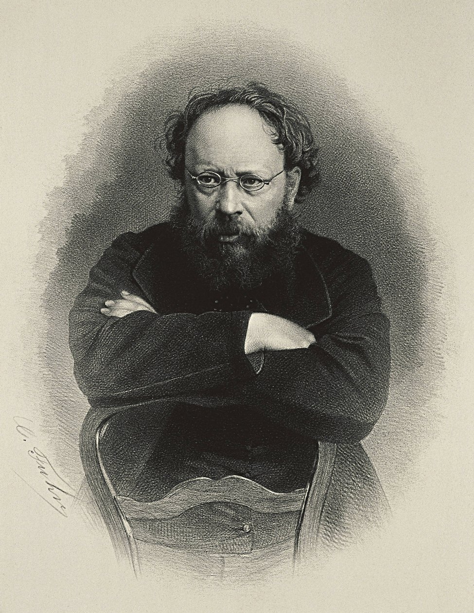 Proudhon, Pierre-Joseph (1809-1865). Francouzský socialistický teoretik a ekonom. Litografie od Artist Unknown