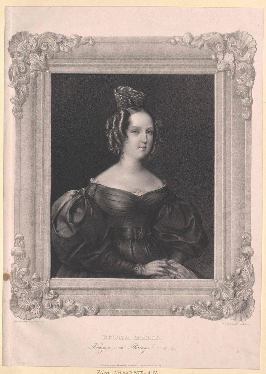 Portugalská královna Marie II. da honor od Artist Unknown