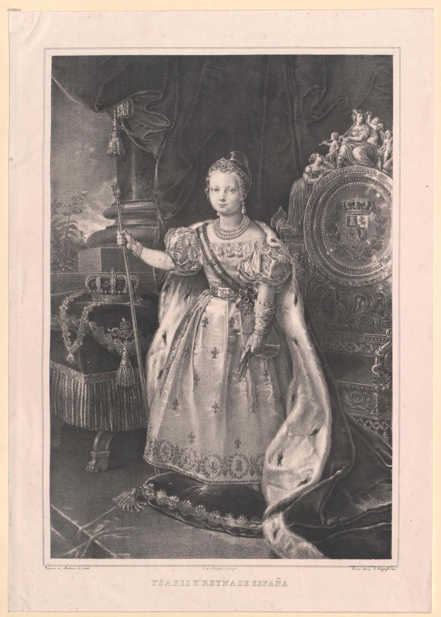 Španělská královna Isabella II. od Artist Unknown