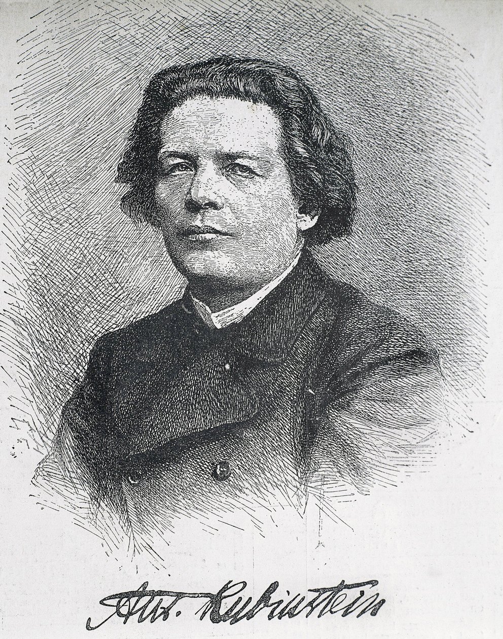RUBINŠTEJN, Anton Grigorjevič (1829-1894). Ruský skladatel a klavírista. Podepsaný portrét Antona Rubinsteina. Rytina. od Artist Unknown