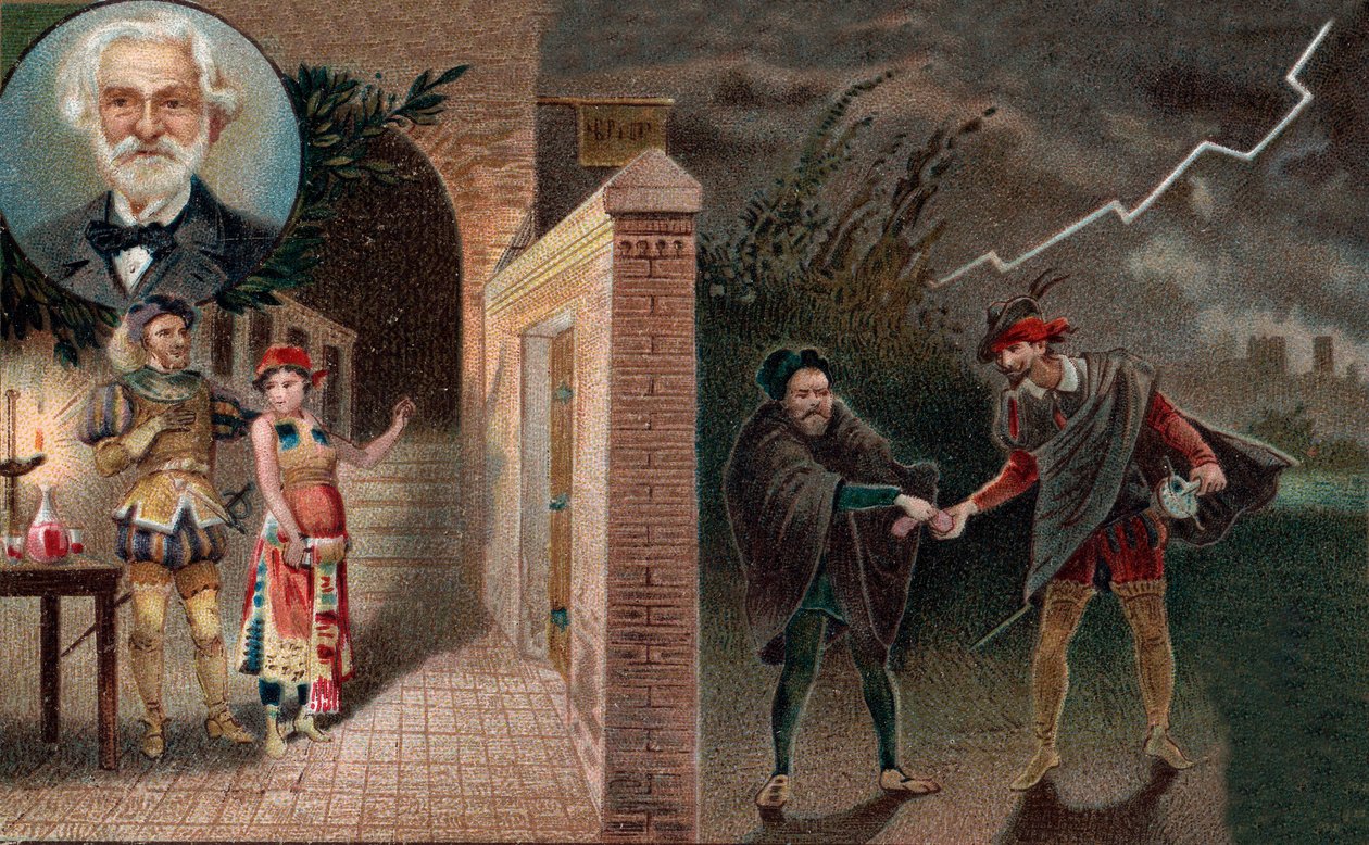 Rigoletto najme Sparafucila, aby zavraždil vévodu - 3. dějství, 4. scéna z opery Rigoletto od Giuseppe Verdiho od Artist Unknown