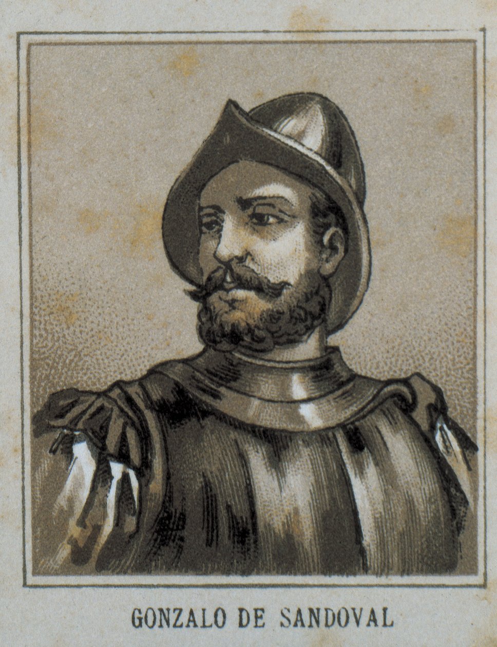 SANDOVAL, Gonzalo de (1497-1527). Španělský conquistador v Novém Španělsku (Mexiku). Rytina. od Artist Unknown