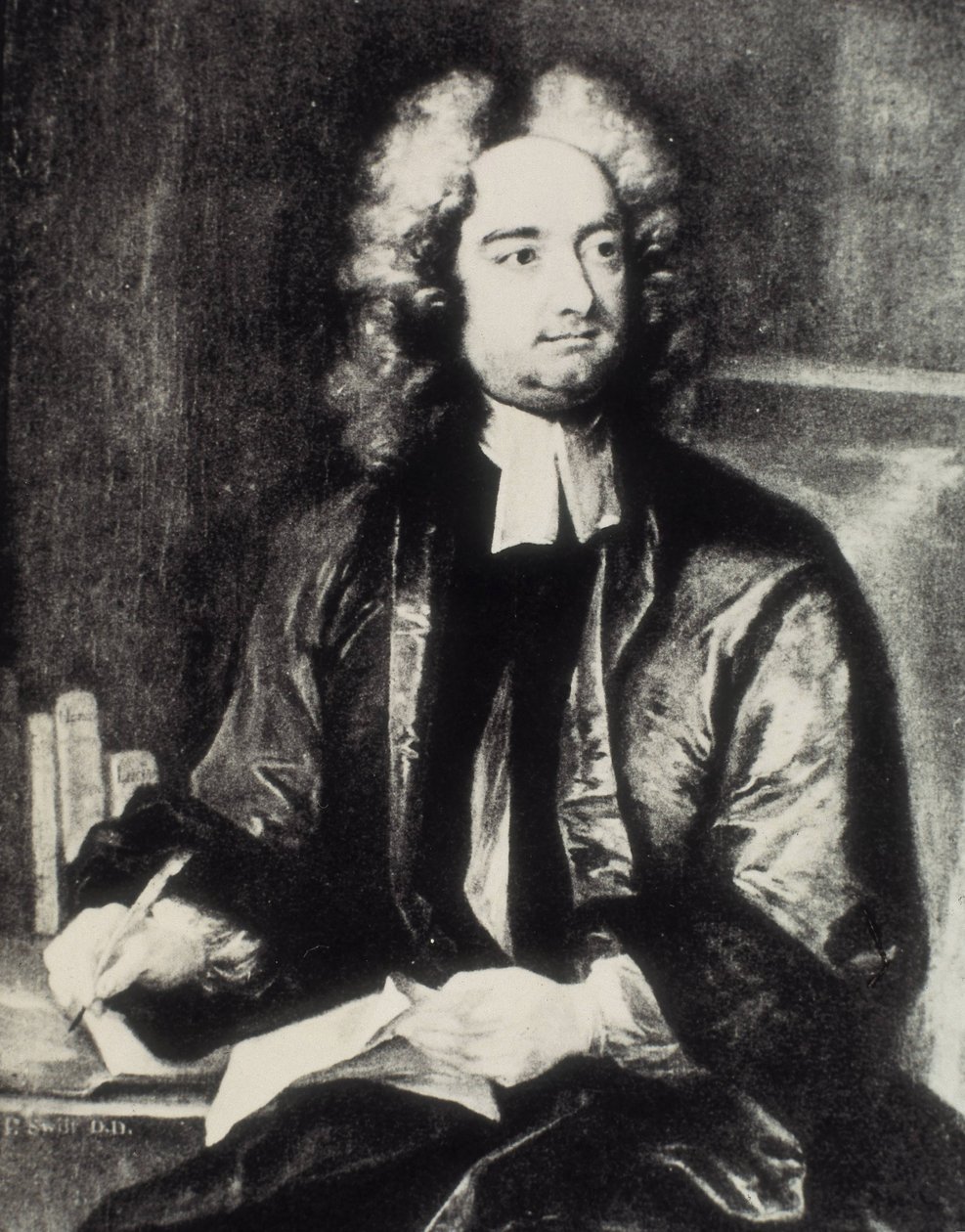 SWIFT, Jonathan (1667-1745). Irský duchovní a satirický spisovatel. Portrét děkana dublinské katedrály svatého Patrika podle obrazu Charlese Jervase (1675-1739). Rytina. Soukromá sbírka od Artist Unknown