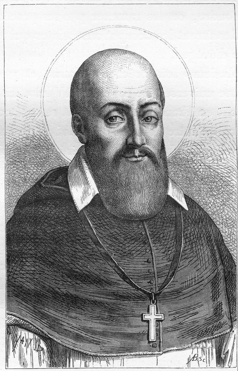 Svatý František Saleský, ženevský biskup, zakladatel řádu Navštívení Panny Marie . od Artist Unknown