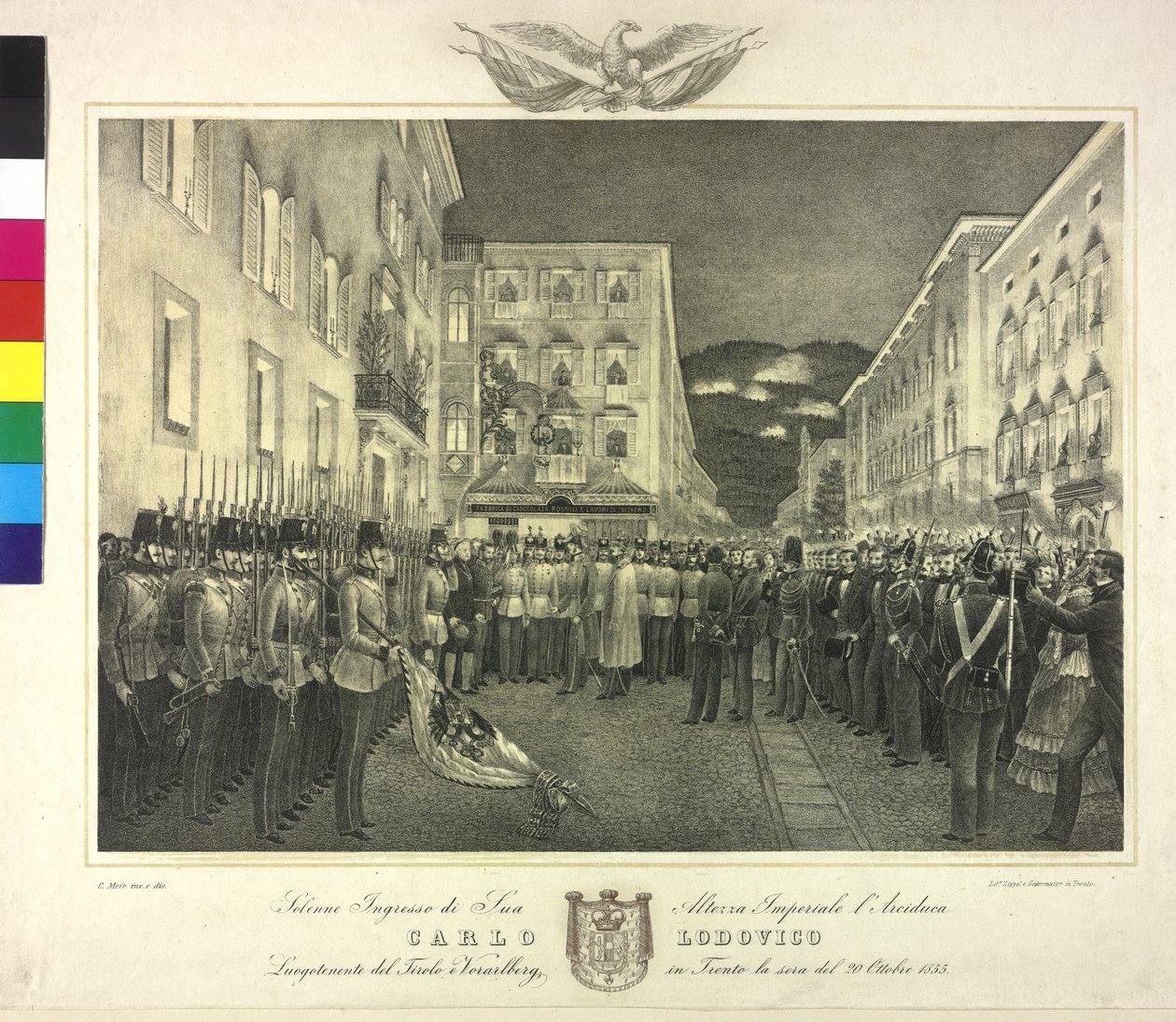 Slavnostní přijetí arcivévody Karla Ludvíka 20. října 1855 v Trentu od Artist Unknown