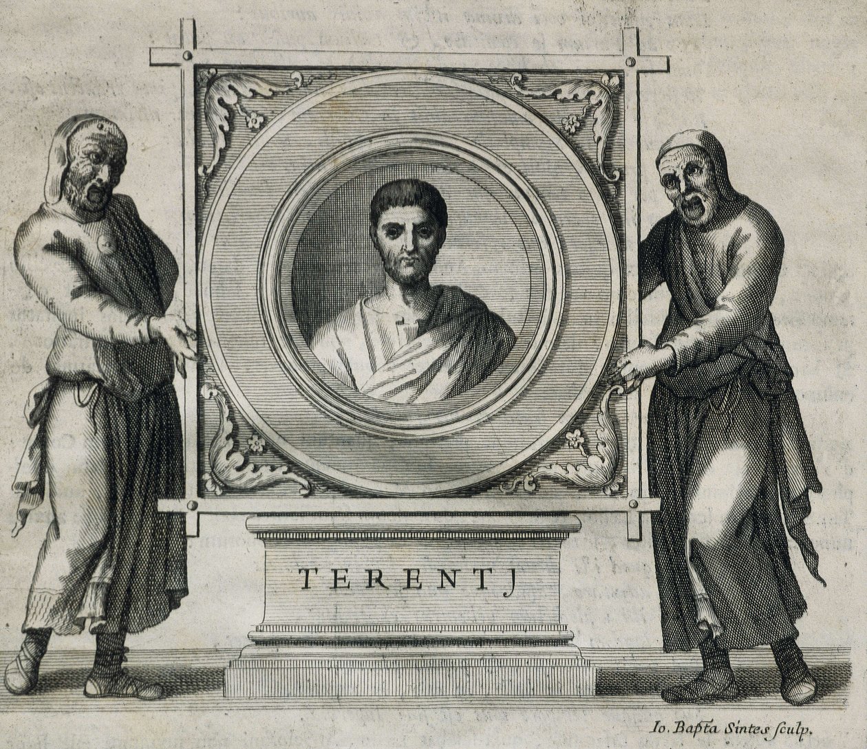TERENCE, Publius Terentius Afer (190-154 př. n. l.). Dramatik v době římské republiky. Rytina. 1736. Rytina od Artist Unknown