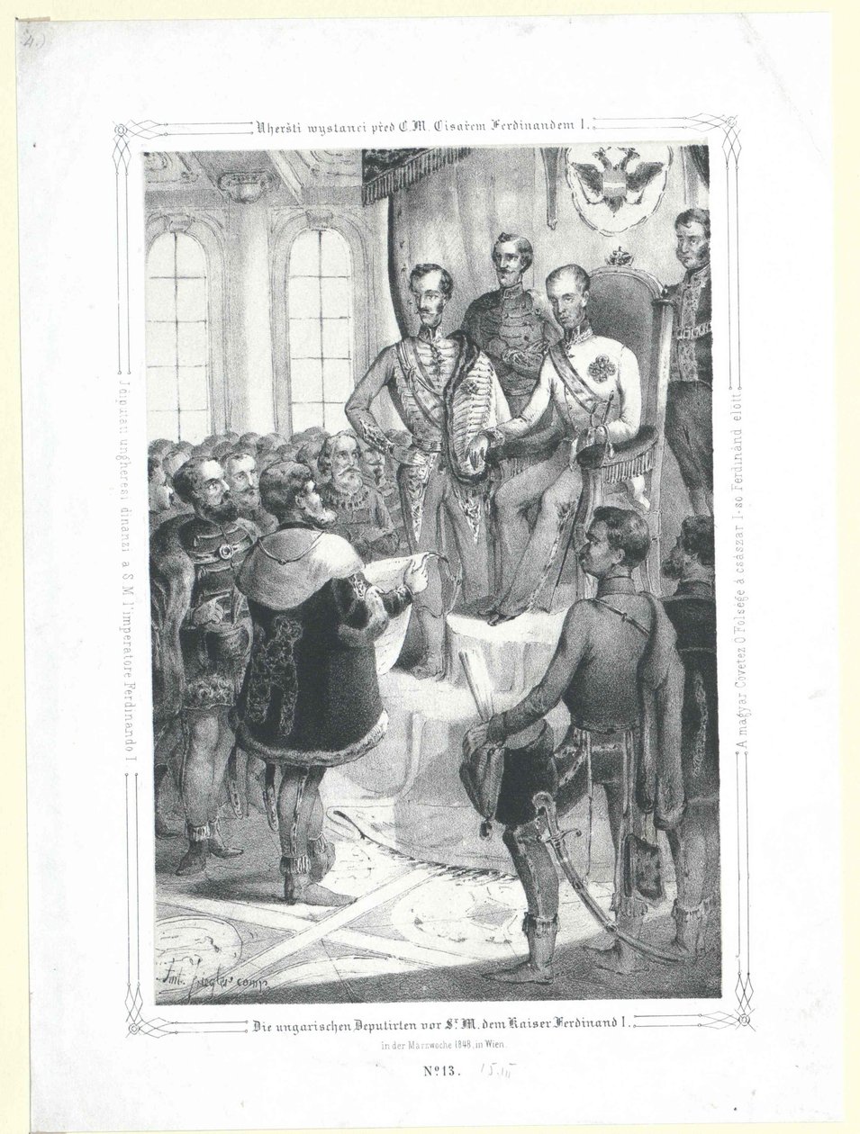 Uherští poslanci před sirem M. císařem Ferdinandem I. v týdnu v březnu 1848 od Artist Unknown
