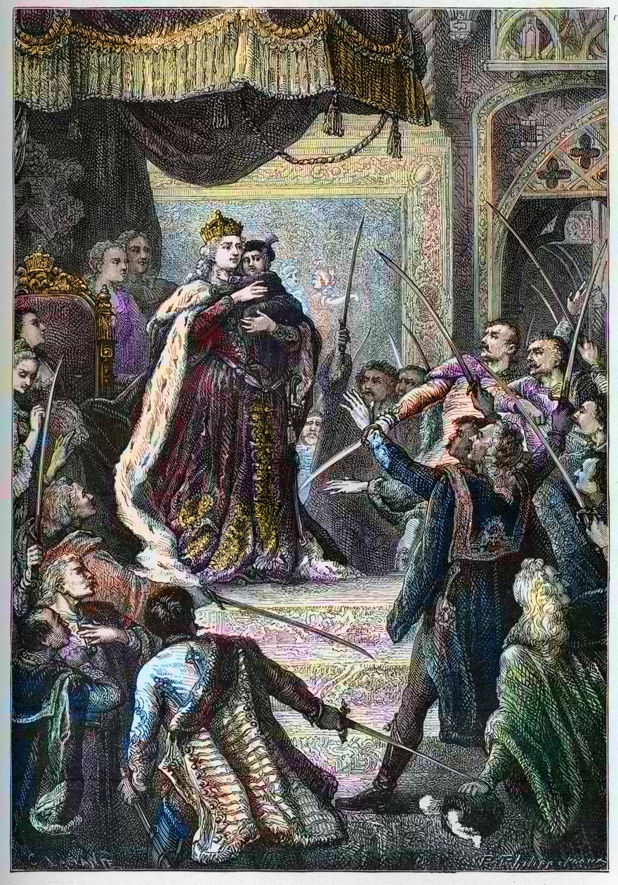 Rakouská císařovna Marie Terezie přijímá při návštěvě bratislavského parlamentu přísahu věrnosti uherské šlechty. od Artist Unknown