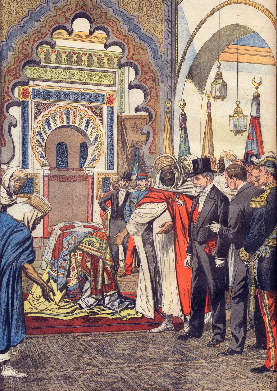 Prezident Francouzské republiky Emile Loubet na návštěvě mešity Sidi Bou Medine v Tlemcenu, Alžírsko od Artist Unknown
