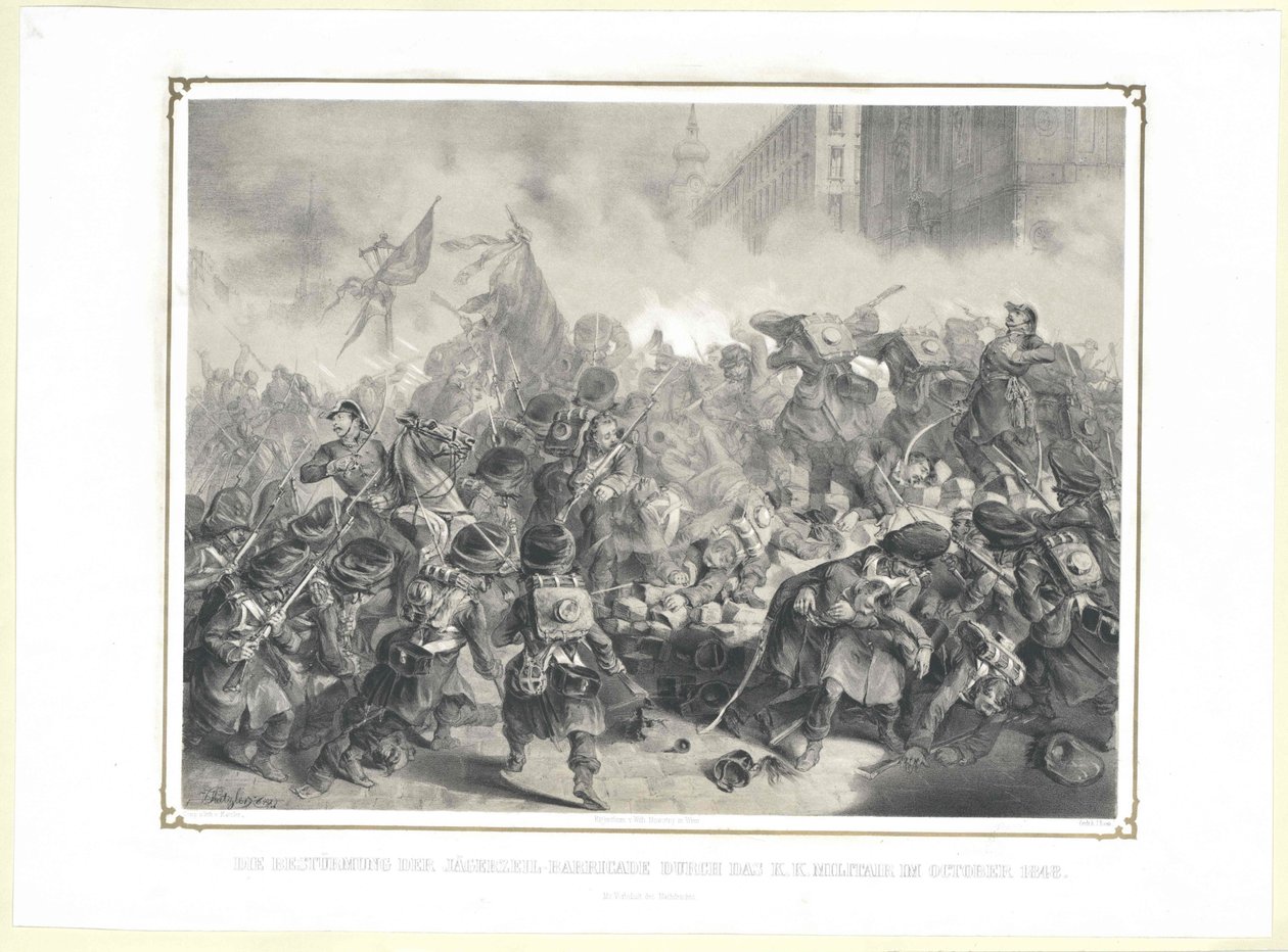 Přepadení Jaegerzeilské barikády k. k. vojskem v říjnu 1848. od Artist Unknown