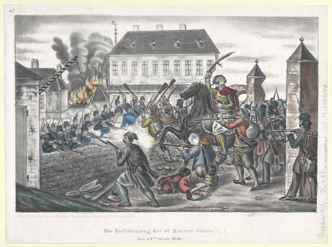 Útok na linii St. Marxer 28. října 1848 od Artist Unknown
