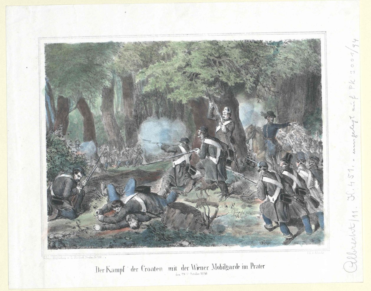 Boj Chorvatů s vídeňskou mobilní gardou v Prátru 28. října 1848 od Artist Unknown