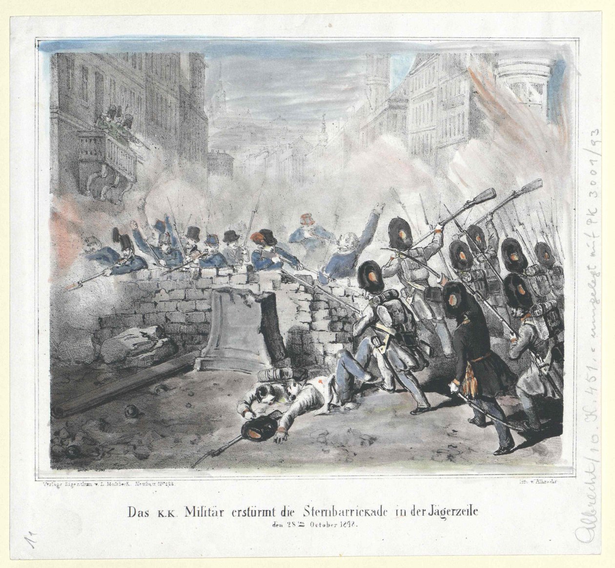 K. k. vojsko šturmuje 28. října 1848 na Sternbarrickade v Jaegerzeile. od Artist Unknown