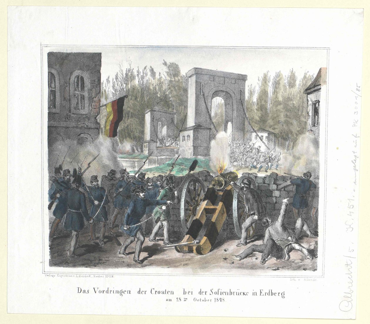 Průnik Chorvatů na Sofienbruecke v Erdbergu 28. října 1848 od Artist Unknown
