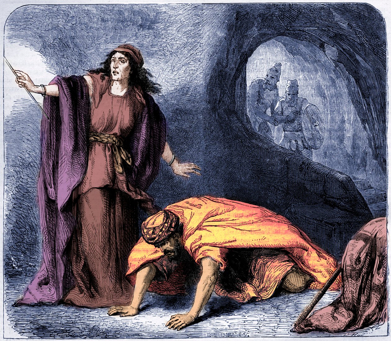 Vzkříšení Samuela čarodějnicí z Endoru -Bible (print) od Artist Unknown