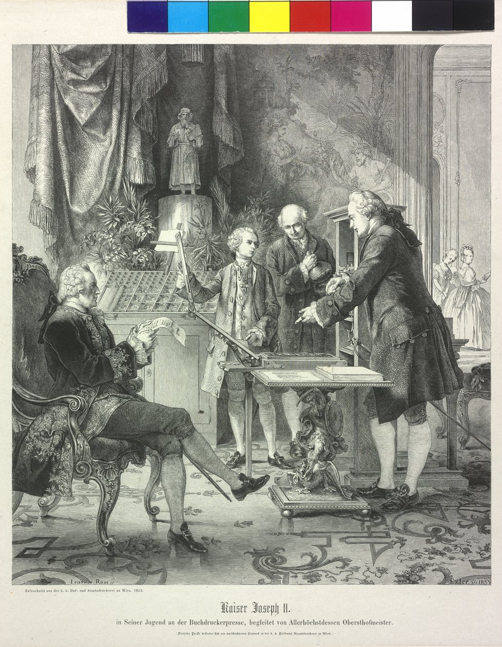 Dospívající císař Josef II. u tiskařského lisu od Artist Unknown