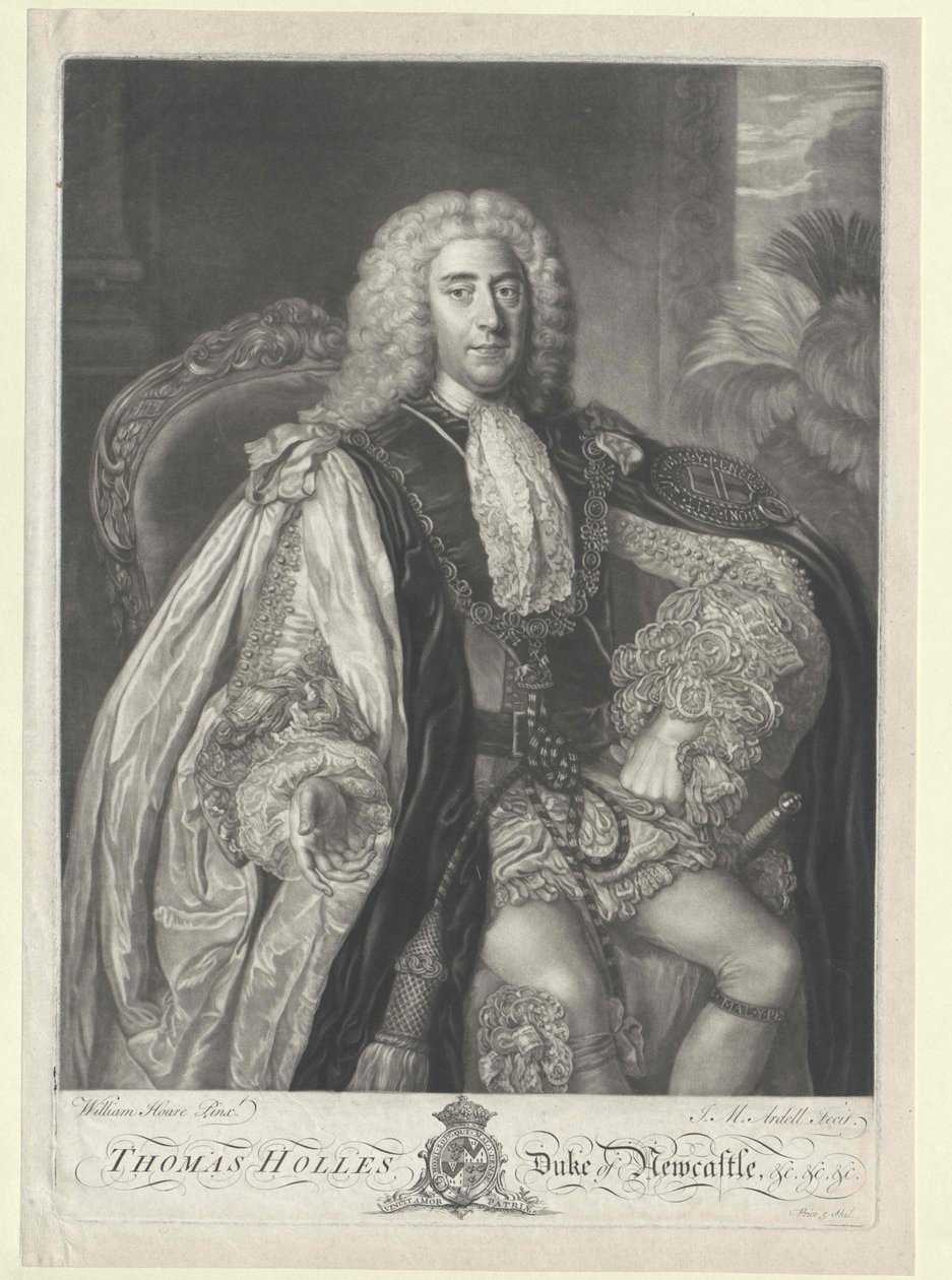 Thomas Pelham-Holles vévoda z Newcastlu od Artist Unknown